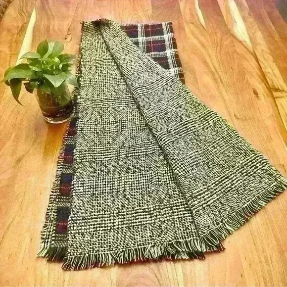 Scarf Great North Double Side Chunky Navy & Red Plaid Large Winter  Scarf. - Picture 2 of 13
